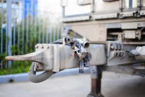coupling hitch trailers disengaged wires and fixing, it is parked
